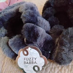 Womens FUZZY BABBA Gray Slipper Socks, Size S/M
